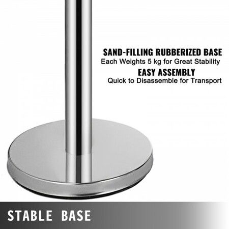 Crowd Control Stanchions Barriers 6-Pack with 3PCS Retractable Belts