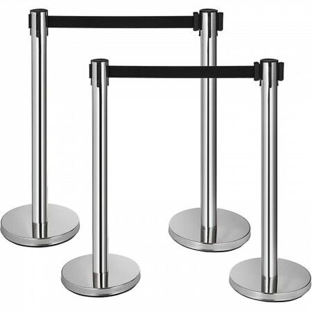 Crowd Control Stanchions Barriers 6-Pack with 3PCS Retractable Belts