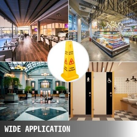 6 Pack Floor Safety Cone 66.04cm Wet Floor Sign Yellow Caution Wet Floor Signs 4 Sided Public Safety Wet Floor Cones Bilingual Wet Sign Floor