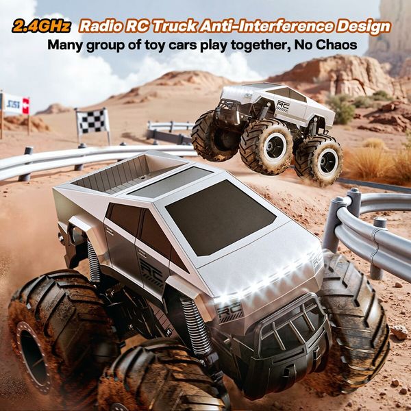 Remote Control Car Off-Road Pick-up Truck,4WD Waterproof Cybertruck Toy RC Cars,1:16 Scale Hobby Monster Truck Toys 2.4GHz Vehicles Kids Gifts Age3+