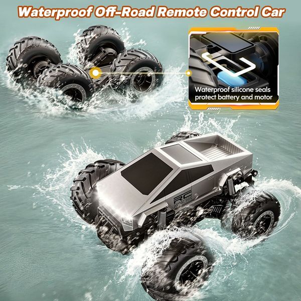 Remote Control Car Off-Road Pick-up Truck,4WD Waterproof Cybertruck Toy RC Cars,1:16 Scale Hobby Monster Truck Toys 2.4GHz Vehicles Kids Gifts Age3+