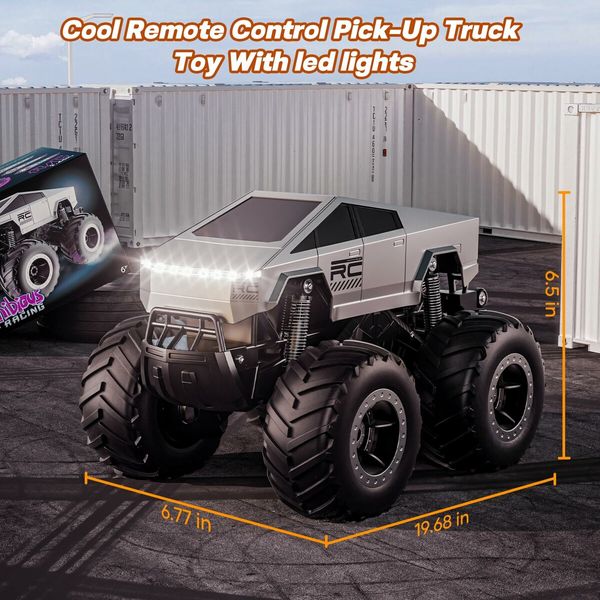 Remote Control Car Off-Road Pick-up Truck,4WD Waterproof Cybertruck Toy RC Cars,1:16 Scale Hobby Monster Truck Toys 2.4GHz Vehicles Kids Gifts Age3+