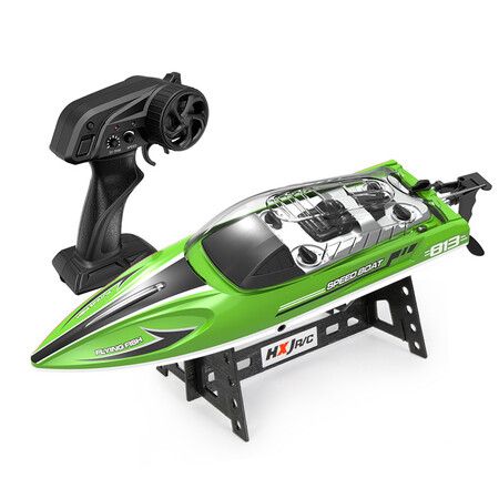 2.4GHz Racing Boat with LED Lights for Seas, Pools & Lakes, Speed Boat Toy for Boys & Girls (Green)