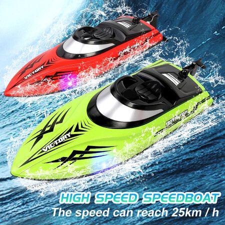 HJ811 Remote Control Boat 2.4G Water High Speed RC Speed Boat Toy Boat Night Light 25km/h Cruise Self-Tipping Toy Boat (Red)