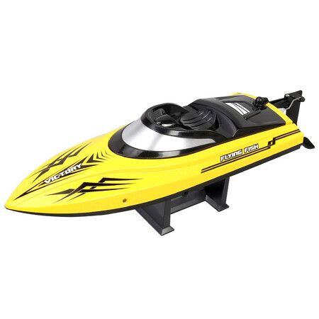 HJ811 Remote Control Boat 2.4G Water High Speed RC Speed Boat Toy Boat Night Light 25km/h Cruise Self-Tipping Toy Boat (Yellow)