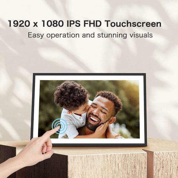 Digital Picture Frame,15.6 Inch Large Frameo Digital Photo Frame WiFi,32GB,1920 * 1080 IPS HD Touch Screen,Tabletop Wall-Mounted,Share Picture Video