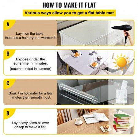 Plastic Table Cover 40 x 80 Inch 01.6 x 203.2 cm 1.5 mm Thick Clear Table Protector Rectangle Clear Desk Mat Waterproof & Easy Cleaning