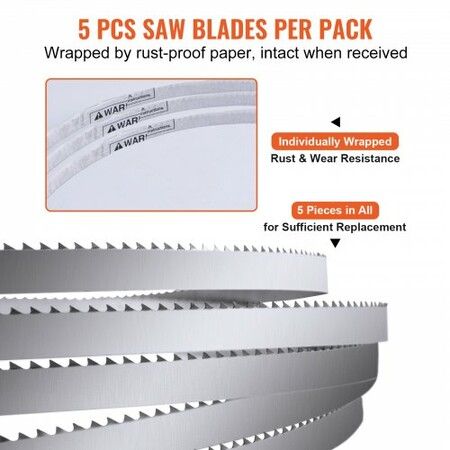 Band Saw Blade 1650*16*0.56mm 5 PCS/Pack Meat Bandsaw Blades for Replacement Carbon Steel Blade Meat Cutting Blade Wrapped by Rust-Proof Paper Fit