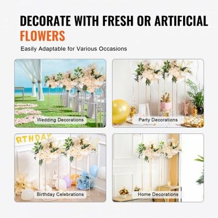 2PCS 31.5inch/80cm High Wedding Flower Stand Metal Vase Column Geometric Centerpiece Stands Gold Rectangular Floral Display Rack for T-Stage Events