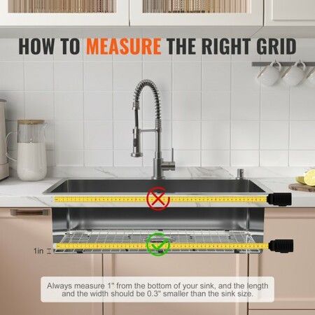 Sink Protector Grid 72.5x39.5 cm Stainless Steel Sink Grates Centered Drain Sink Grates with R20 Corner Radius Large Sink Bottom Grids Universal Bowl Rack