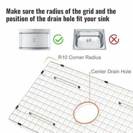 Sink Protector Grid 72.5x39.5 cm Stainless Steel Sink Grates Centered Drain Sink Grates with R20 Corner Radius Large Sink Bottom Grids Universal Bowl Rack