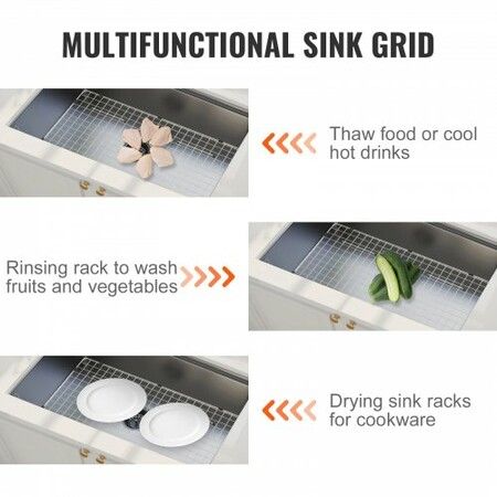 Sink Protector Grid 72.5x39.5 cm Stainless Steel Sink Grates Centered Drain Sink Grates with R20 Corner Radius Large Sink Bottom Grids Universal Bowl Rack