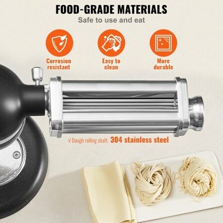 Pasta Attachment for KitchenAid Stand Mixer Stainless Steel Pasta Sheet Roller Attachment Pasta Maker Machine Accessory with 8 Adjustable Thickness Knob