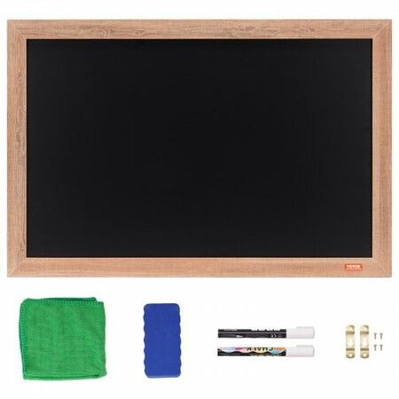 VEOVR 762x508 mm Magnetic Chalk Board Hanging Message Signs with Chalks & Eraser Vintage Wooden Chalkboard Sign Rustic Brown Framed Calendar and Bulletin