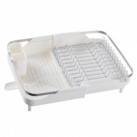 Dish Drying Rack Large Capacity Dish Drainers Stainless Steel Dish Drainer w/ Drainboard Expandable Storage Space Saver Single Tier Cup and Utensil Holder