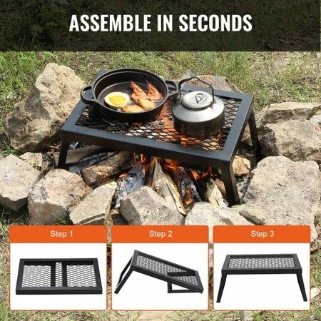 Folding Campfire Grill Portable Camping Fire Pit Steel Outdoor BBQ Picnic