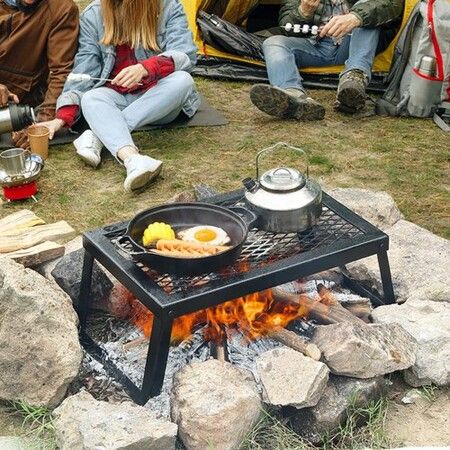 Folding Campfire Grill Portable Camping Fire Pit Steel Outdoor BBQ Picnic