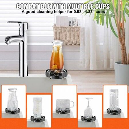 Glass Rinser 10-Hole 360 degree Rotating Stainless Steel Washer ABS Cup Holder