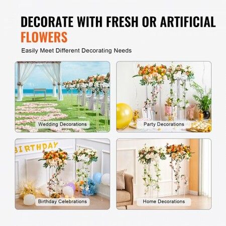 2PCS 31.5inch/80cm High Wedding Flower Stand With Acrylic LaminateAcrylic Vase Column Geometric Centerpiece Stands Floral Display Rack for T-Stage Events