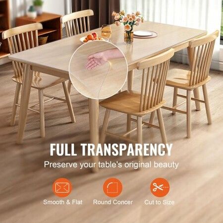 Clear Table Cover Protector 36" x 72" Table Cover 1.5 mm Thick PVC Plastic Tablecloth Waterproof Desktop Protector for Writing Desk Coffee Table