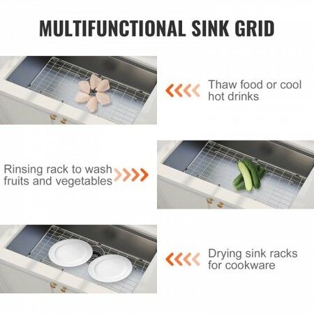 Sink Protector Grid 699x343 mm Stainless Steel Sink Grates Rear Drain Sink Grates with R5 Corner Radius Large Sink Bottom Grids Universal Bowl Rack