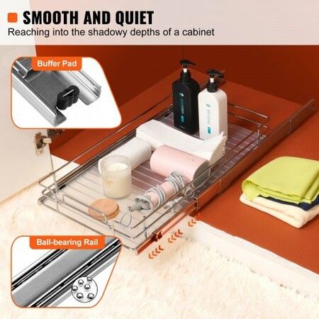 Pull Out Cabinet Under Sink Organizer 11 x 21 Inch Wire Drawer Basket