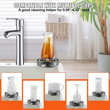 Glass Rinser 10-Hole 360 degree Rotating Stainless Steel Washer ABS Cup Holder