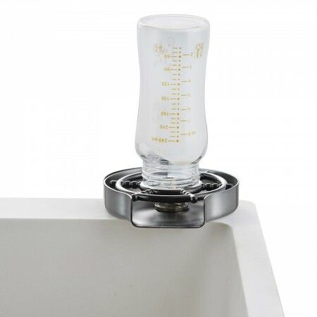 Glass Rinser 10-Hole 360 degree Rotating Stainless Steel Washer ABS Cup Holder