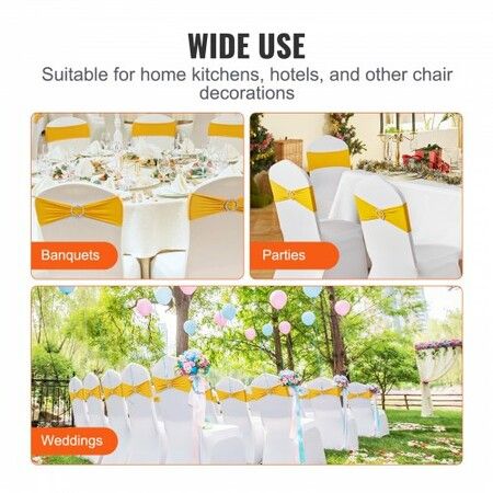 Stretch Spandex Chair Sashes Chair Slipcover and Stretch Chair Sash with Round Buckle Elastic Chair Bands Fitting Wedding Holiday Banquet Party