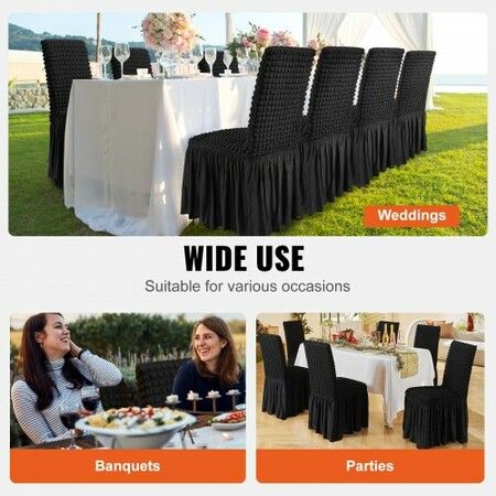 Stretch Spandex Folding Chair Covers Universal Fitted Chair Cover with Skirt Removable Washable Protective Slipcovers for Wedding Holiday Banquet Party