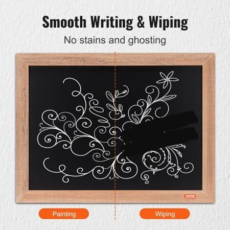 VEOVR 457x610 mm Magnetic Chalk Board Hanging Message Signs w/ Chalks & Eraser Vintage Wooden Chalkboard Sign Rustic Brown Framed Calendar & Bulletin Combo