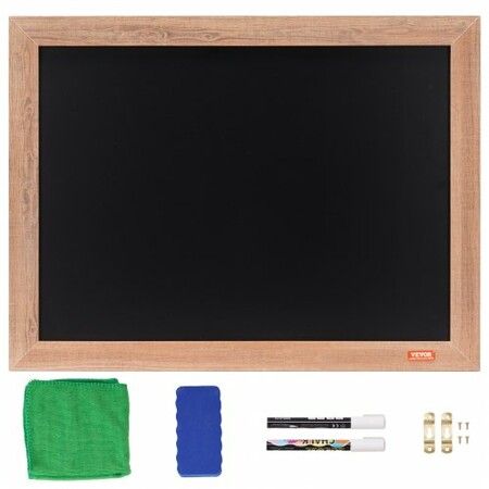 VEOVR 457x610 mm Magnetic Chalk Board Hanging Message Signs w/ Chalks & Eraser Vintage Wooden Chalkboard Sign Rustic Brown Framed Calendar & Bulletin Combo