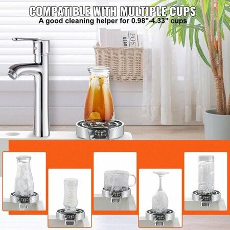 Glass Rinser 10 Powerful Spraying Jets 360 degree Rotating Cup Rinser for Sink Wearproof ABS Kitchen Sink Faucet Cup Washer & ABS Cup Holder