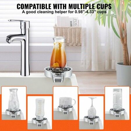 Glass Rinser 10 Spraying Jets 360 degree Rotating ABS Cup Washer & Cup Holder