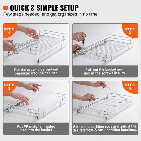 Pull Out Cabinet Under Sink Organizer 11.5 x 16.5 Inch Wire Drawer Basket