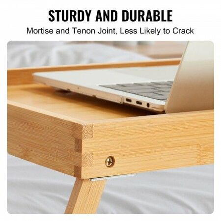 Bed Tray Table with Foldable Legs Bamboo Breakfast Tray for Sofa Bed Eating Snacking and Working Folding Serving Laptop Desk Tray Portable Food Snack