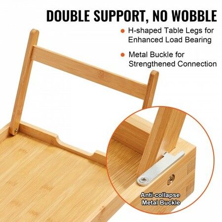 Bed Tray Table with Foldable Legs Bamboo Breakfast Tray for Sofa Bed Eating Snacking and Working Folding Serving Laptop Desk Tray Portable Food Snack