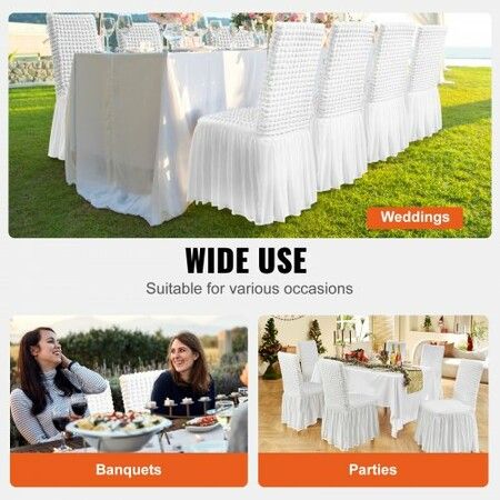 Stretch Spandex Folding Chair Covers Universal Fitted Chair Cover with Skirt Removable Washable Protective Slipcovers for Wedding Holiday Banquet Party