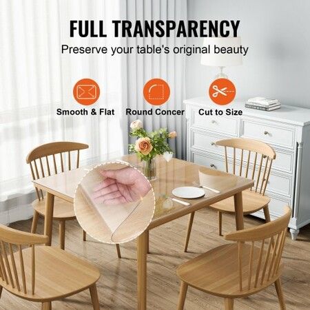 Clear Table Cover Protector 36"x36"/916 x 916 mm Table Cover 1.5 mm Thick PVC Plastic Tablecloth Waterproof Desktop Protector