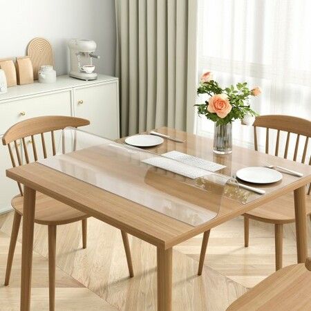 Clear Table Cover Protector 36"x36"/916 x 916 mm Table Cover 1.5 mm Thick PVC Plastic Tablecloth Waterproof Desktop Protector