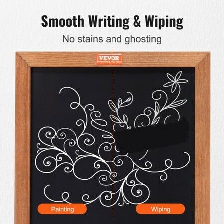 VEOVR Tabletop Chalkboard Sign 356x254 mm Message Signs with Chalks Freestanding Framed Memo Board Vintage Wooden Magnetic Chalk Board Rustic Brown