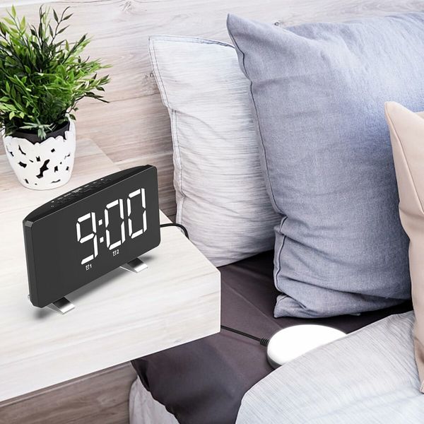 Super Loud Alarm Clock for Heavy Sleepers, Dual Vibrating Alarm Clock with Bed Shaker, USB Charger, Night Light for Hearing-impaired Deaf, White