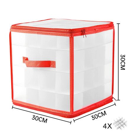 PP Christmas Ornament Storage Box with Zippered Closure hold up to 64 Christmas Balls  Holiday Ornaments Storage Cube Organizer with Dividers.