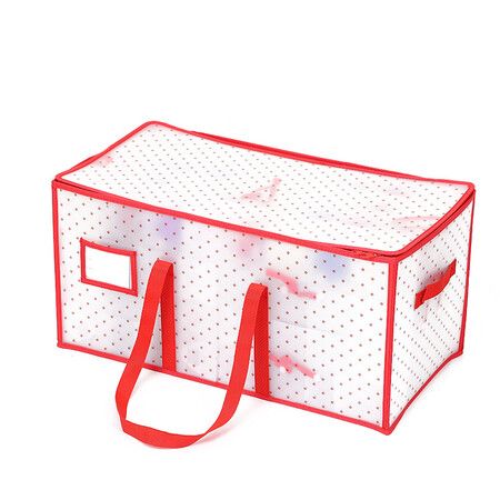 PP Christmas Ornament Storage Box with Zippered Closure hold up to 128 Christmas Balls  Holiday Ornaments Storage Cube Organizer with Dividers.