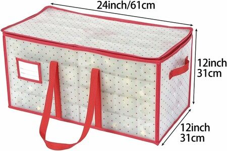 PP Christmas Ornament Storage Box with Zippered Closure hold up to 128 Christmas Balls  Holiday Ornaments Storage Cube Organizer with Dividers.