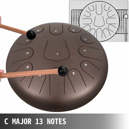 Steel Drum 13 Notes Percussion Instrument 12 Inches Tongue Drum Steel Tongue Drum Steel Drums Instruments With Bag Book Mallets Mallet Bracket Hang Pan