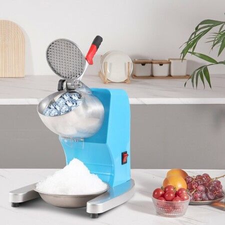 Ice Crushers Machine 220lbs Per Hour Electric Snow Cone Maker with 4 Blades Stainless Steel Shaved Ice Machine with Cover and Bowl 300W Ice Shaver Machine