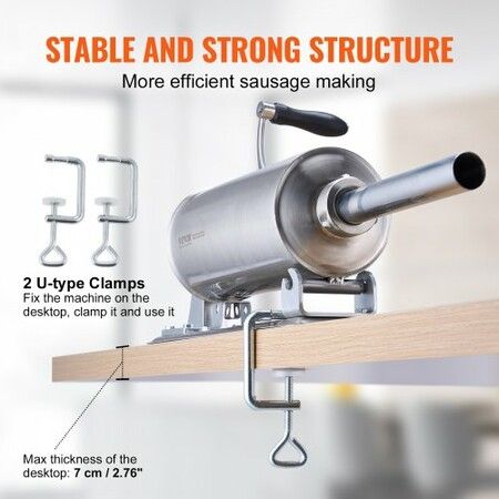 Manual Sausage Stuffer 2.5L Horizontal Sausage Machine 201 Stainless Steel