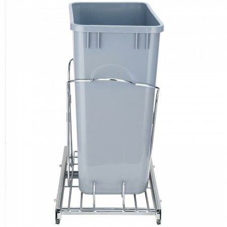 Single Pullout Waste Container Kitchen Trash Can 29L with Handle Grey