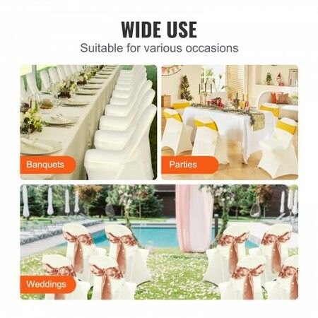 Stretch Spandex Folding Chair Covers Universal Fitted Chair Cover Removable Washable Protective Slipcovers for Wedding Holiday Banquet Party Celebration